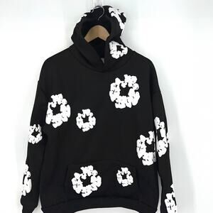 Denim Tears Unisex Cotton Wreath Black and White Hoodie Size S